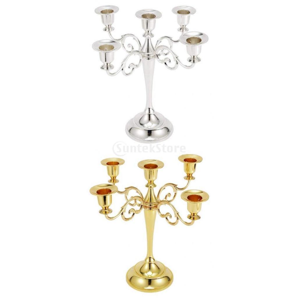 2 Pcs 5 Candle Metal Candle 10 Inch Candle Holder