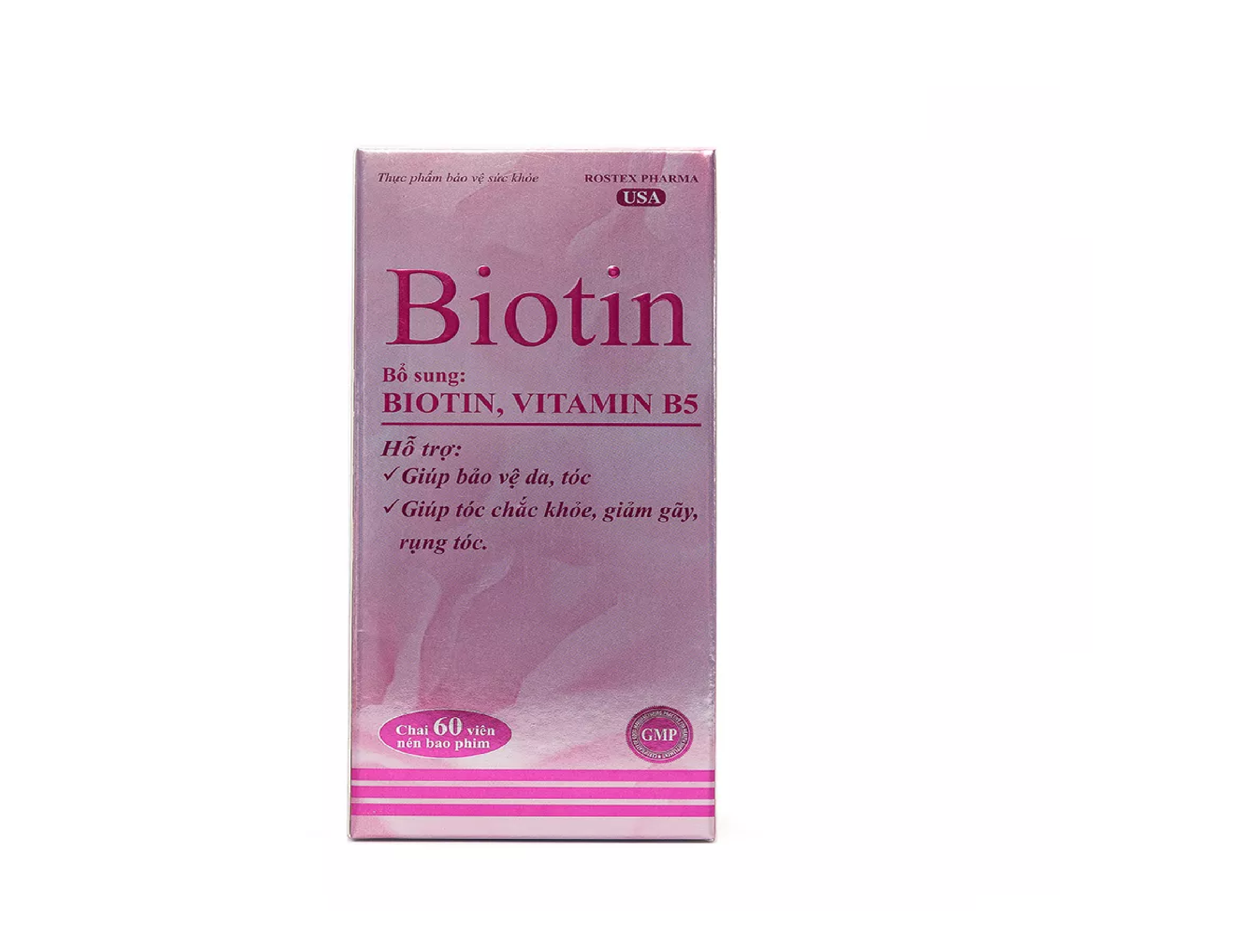 Biotin ROXTECH bổ sung Vitamin B5 giúp tóc chắc khỏe, giảm gãy rụng tóc 60 viên
