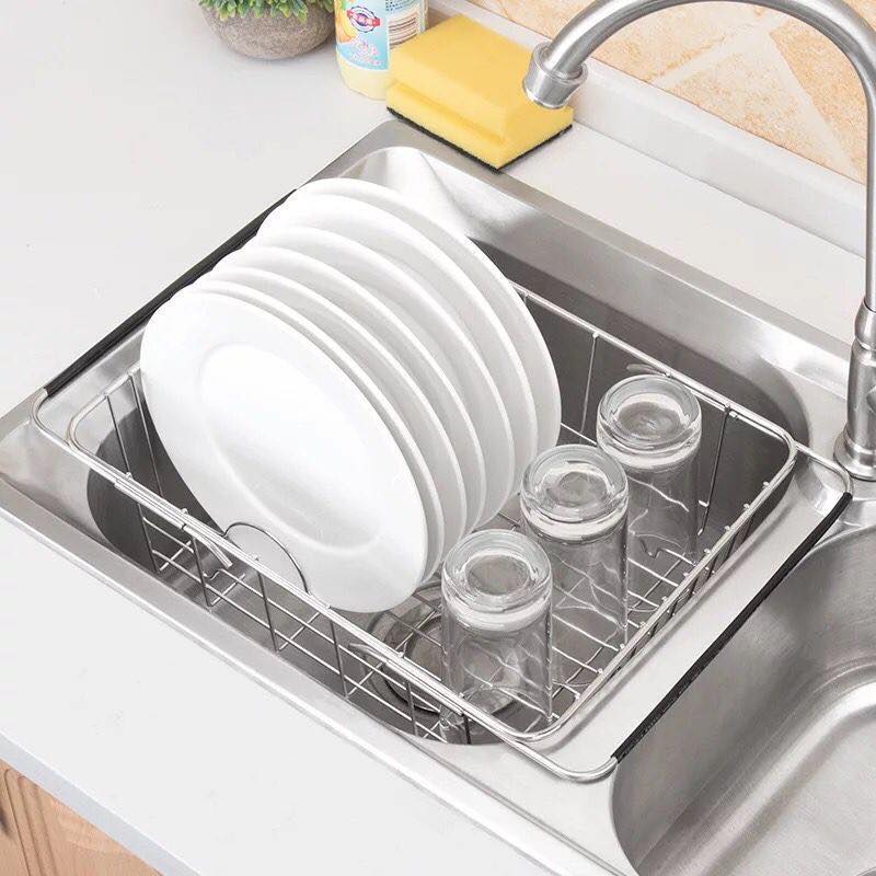 Giỏ rút inox đặt chậu rửa (có thể co giãn kích thước)