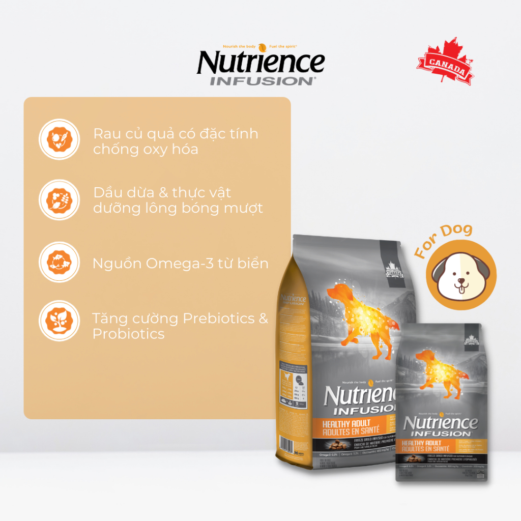 Thức Ăn Hạt Khô Nutrience Infusion Dành Cho Chó Kích Thước Vừa Và Lớn Trưởng Thành Vị Thịt Gà Và Rau Củ Quả