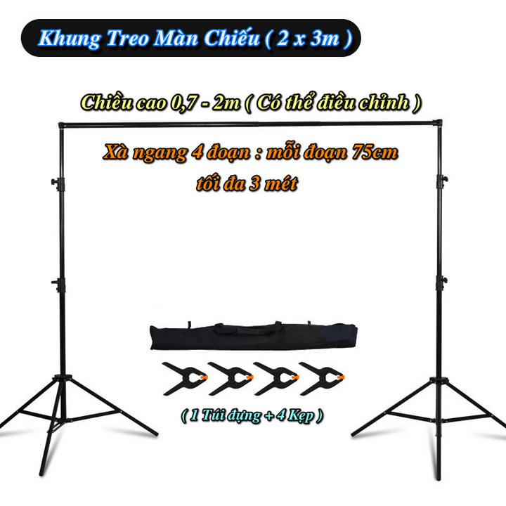 Khung treo cố định màn chiếu MultiScale Stand, khung nền Studio, khung Backdrop (2 x 3 mét) - Home and Garden