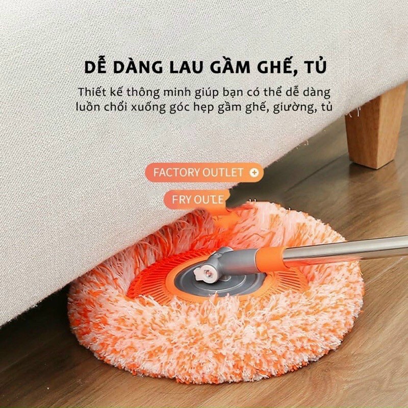 Cây Lau Trần Nhà Đa Năng Tiện Dụng Hình Tròn Hoa Hướng Dương Dài 150 Cm Xoay Linh Hoạt- Hàng Chính Hãng