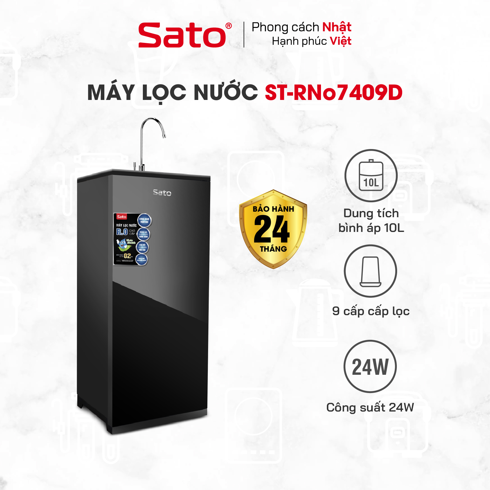 Máy lọc nước Sato Reno RNo7409D 9 cấp lọc - Hàng chính hãng