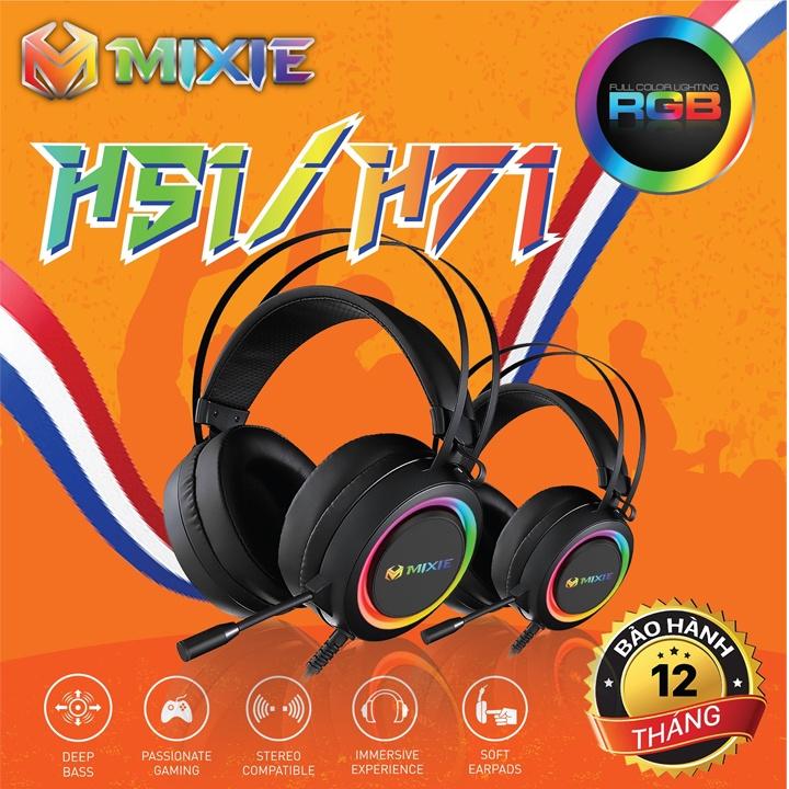 HEADPHONE GAMING MIXIE H51 , ÂM THANH 5.1 , LED RGB , KẾT NỐI USB 2.0 VÀ JACK 3.5