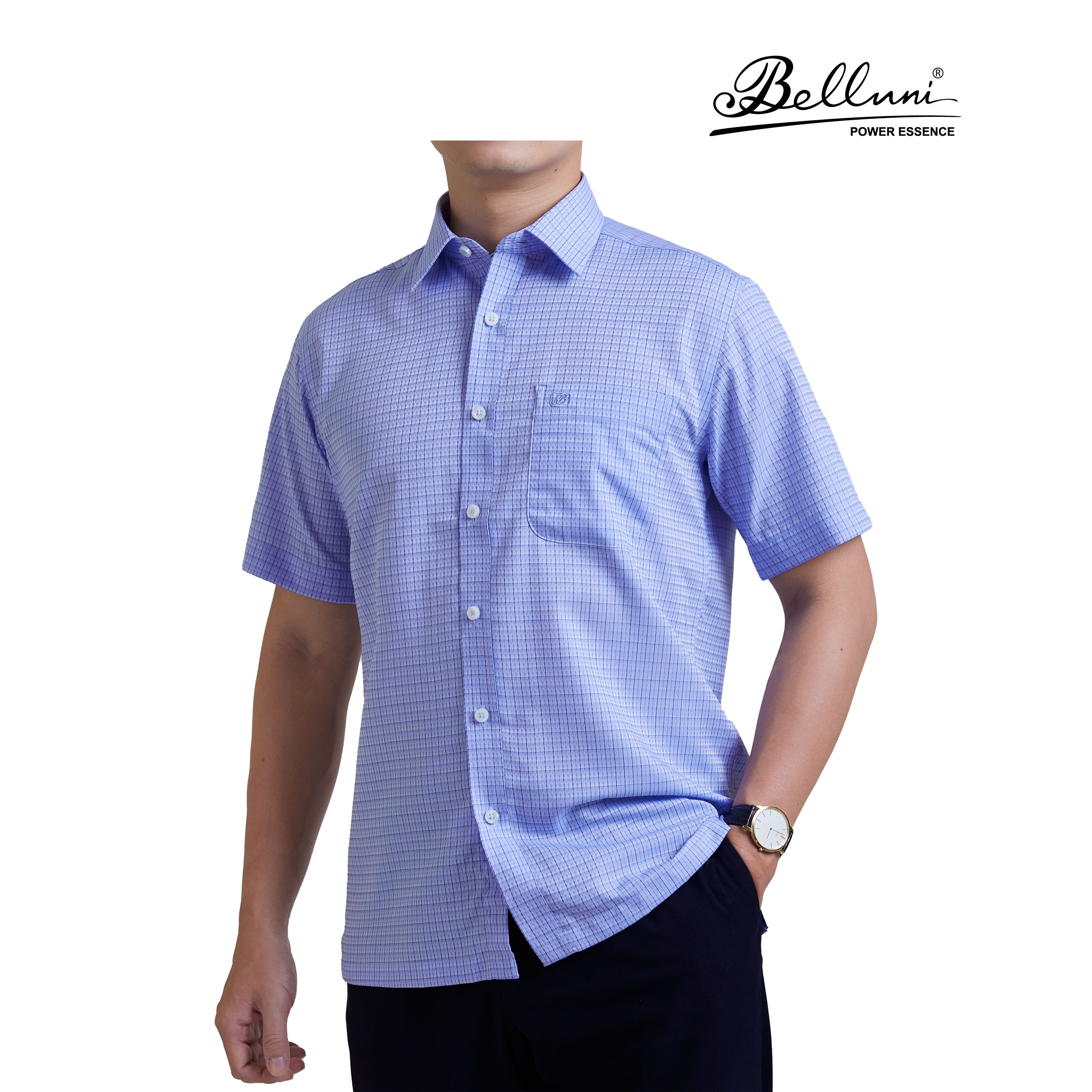 Áo sơ mi nam ngắn tay cao cấp BELLUNI vải sợi tre mềm mại chống nhăn - ABN.BP.BE.223.B7