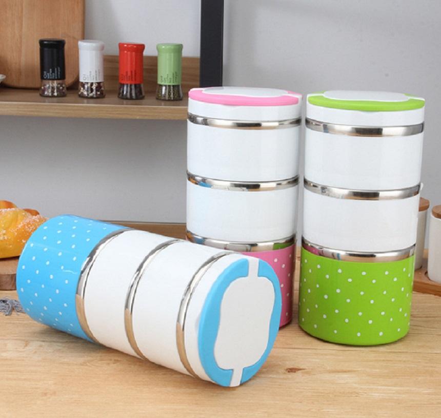 Hộp Đựng Cơm Chấm Bi 1 Tầng - Miễn Phí Vận Chuyển