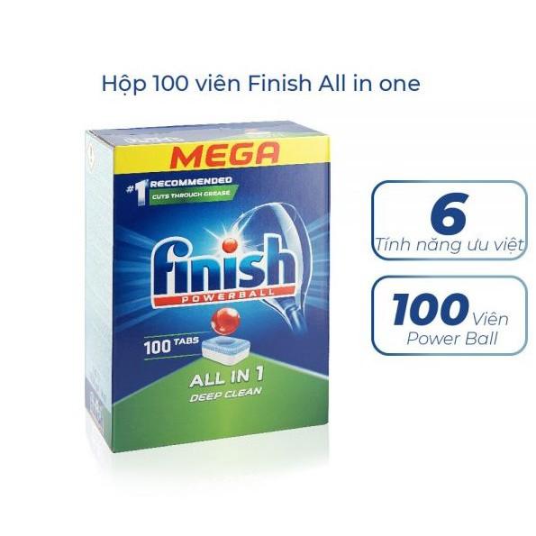 Viên rửa bát Finish All in One Powerball 100 viên - Đức + Tặng viên finish Nhật