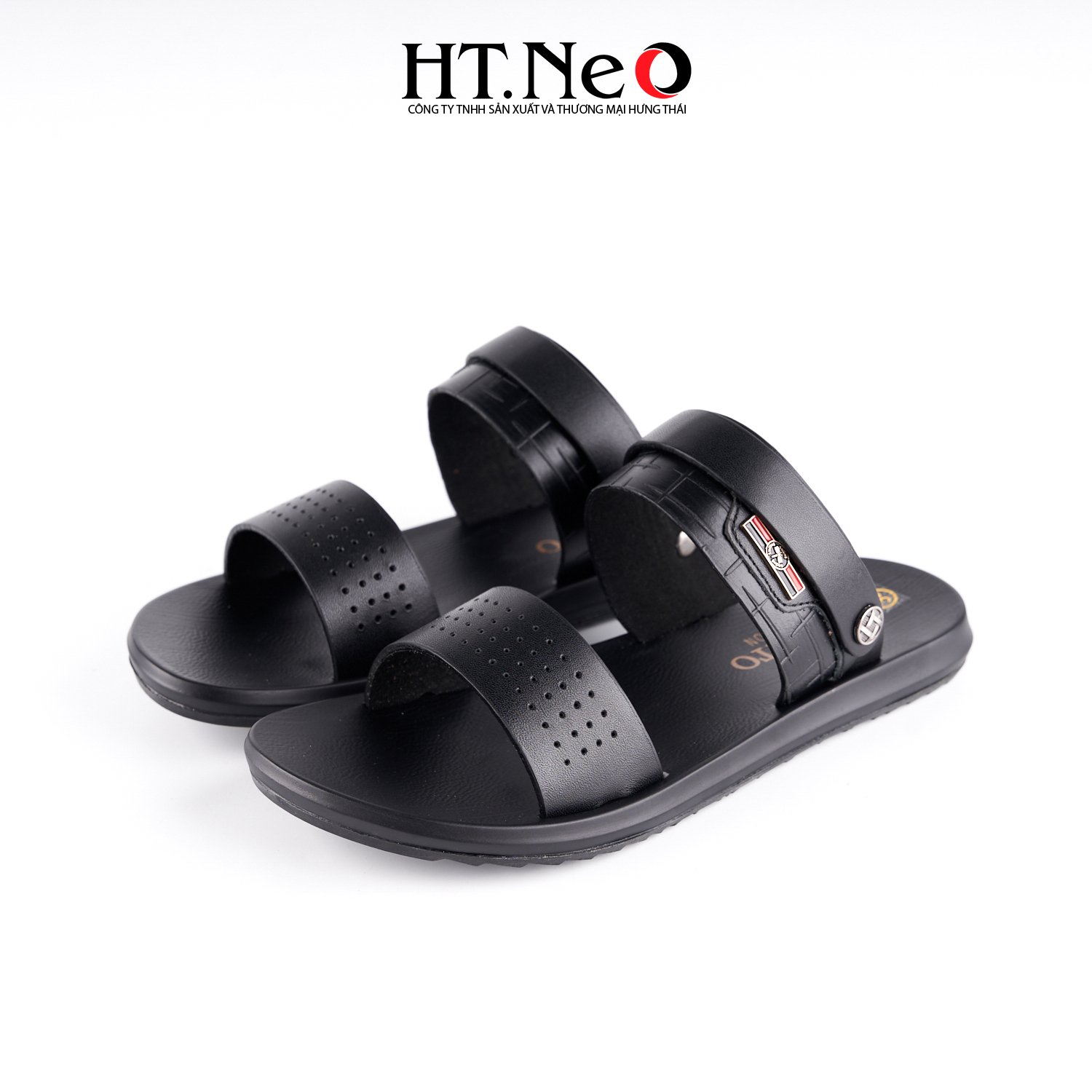 Dép Sandal Nam,dép quai ngang da bò thật cao cấp HT.NeO đế kếp hàng đế khâu SD163