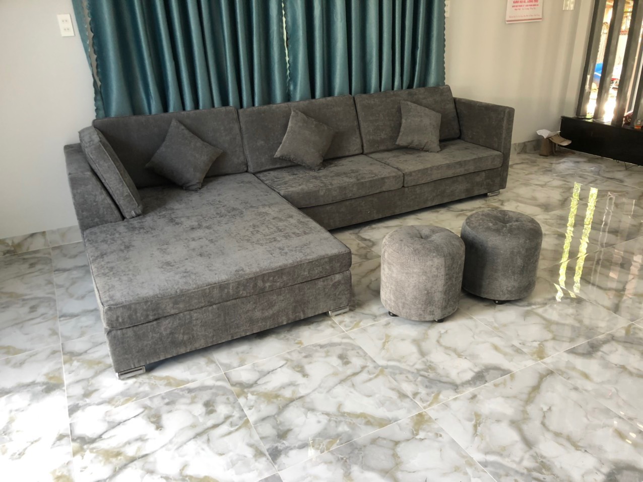 Ghế sofa phòng khách góc L đẹp hiện đại 3mx1m7