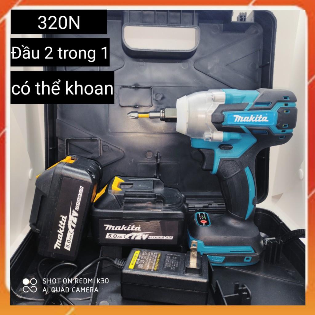 Máy siết bu lông pin Makita 72v dùng pin , không chổi than , siết ốc tối đa 24mm , đầu máy 2 trong 1 , có thể khoan