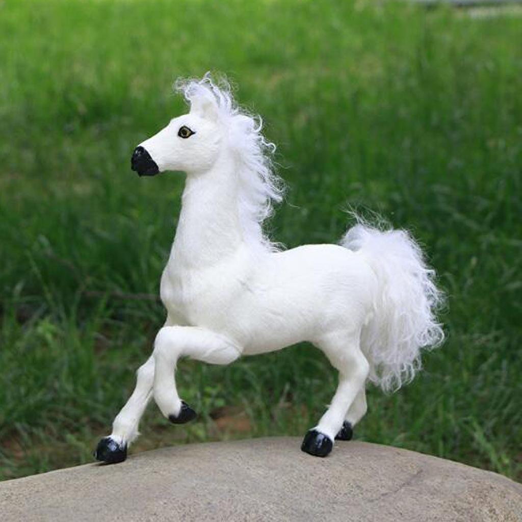 Simulation Animal 12'' White Horse Model Figure Kids Toy Home Garden Decor