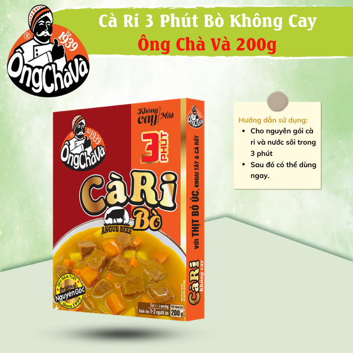 Cà Ri 3 Phút Bò Không Cay Ông Chà Và 200g Sản Phẩm Có Thịt Thật