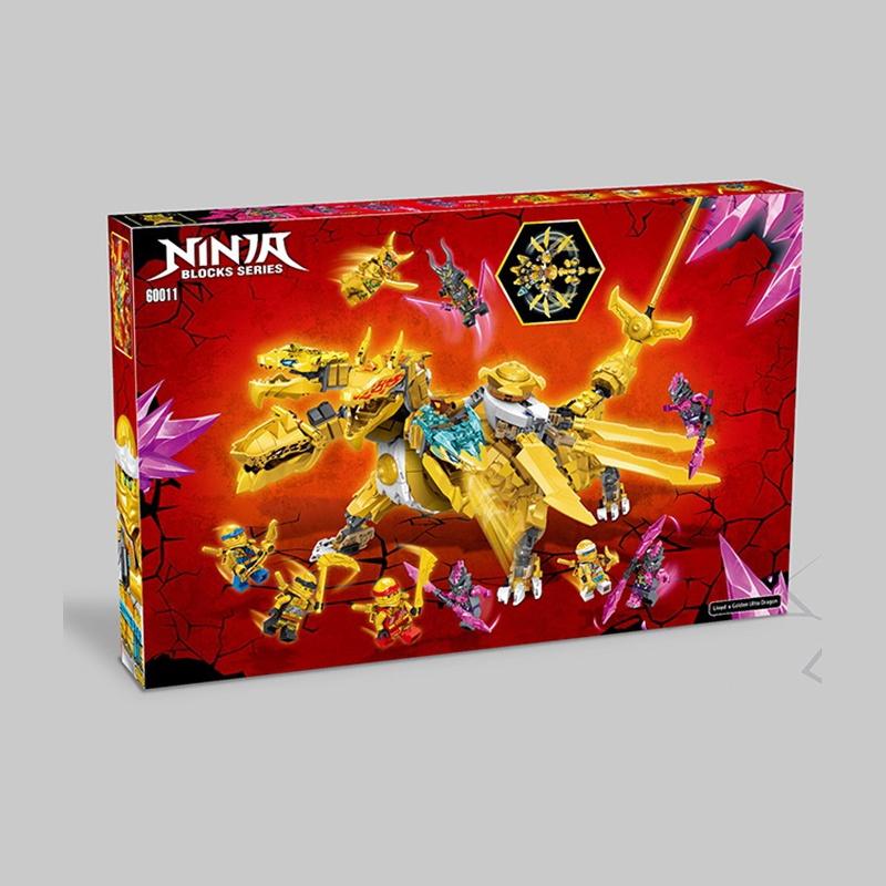 Đồ chơi Lắp ráp Rồng vàng 4 đầu nguyên tố, ZM60011 Four head dragon Ninjago, Xếp hình thông minh, Mô hình rồng