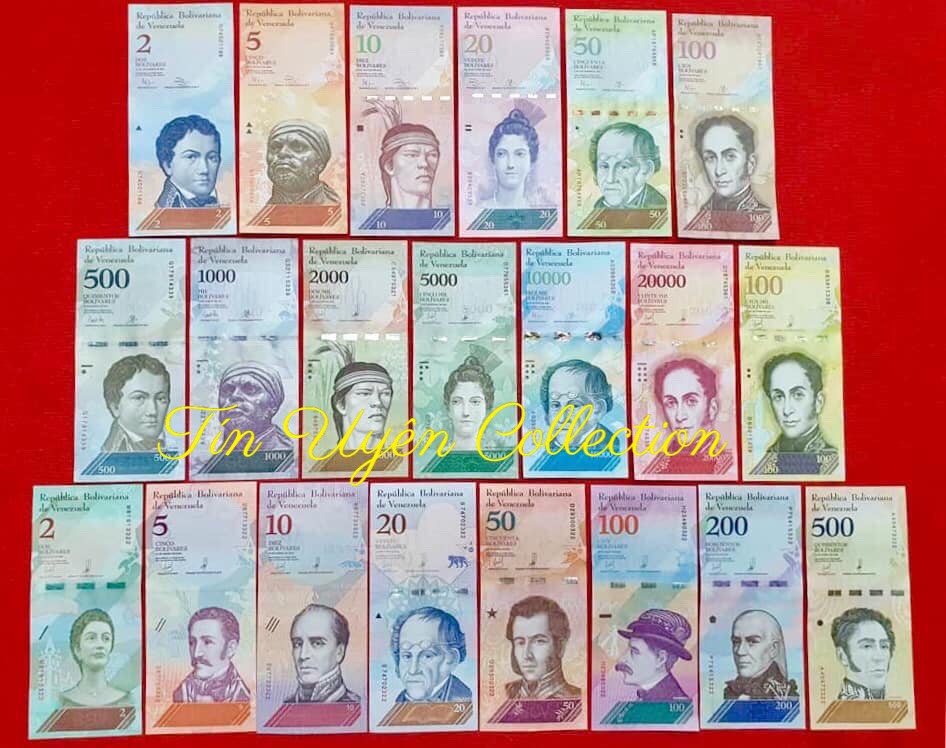 Full Bộ 21 tờ tiền Venezuela mới đẹp lung linh sưu tầm biếu tặng đều ý nghĩa