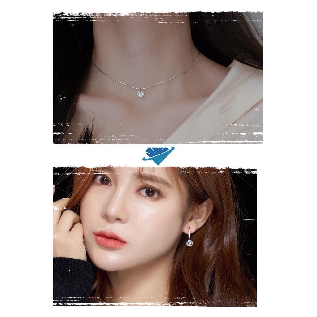 BỘ TRANG SỨC DÂY CHUYỀN BÔNG TAI GẮN HẠT CAO CẤP
