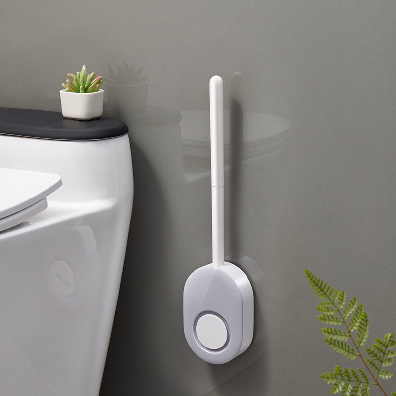 Chổi Cọ Nhà Vệ Sinh Silicon E2204- Cậy Cọ Toilet Bồn Cầu Kèm Giá Đỡ, Dán Tường Tiện Lợi, Không Khoan Vít