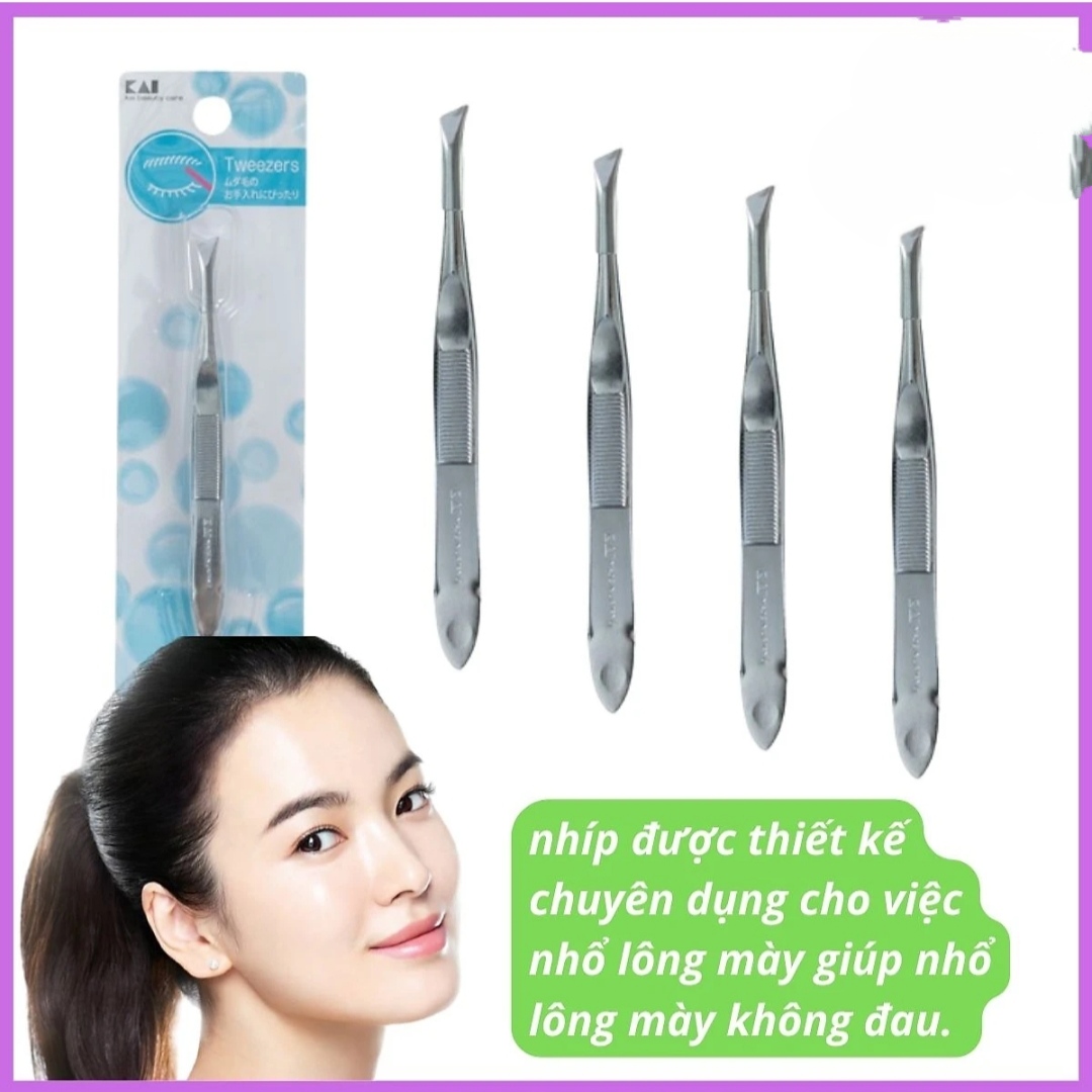 Nhíp Nhổ Lông Mày Bằng Thép Kai Tweezers HL0401 (Màu Xanh)