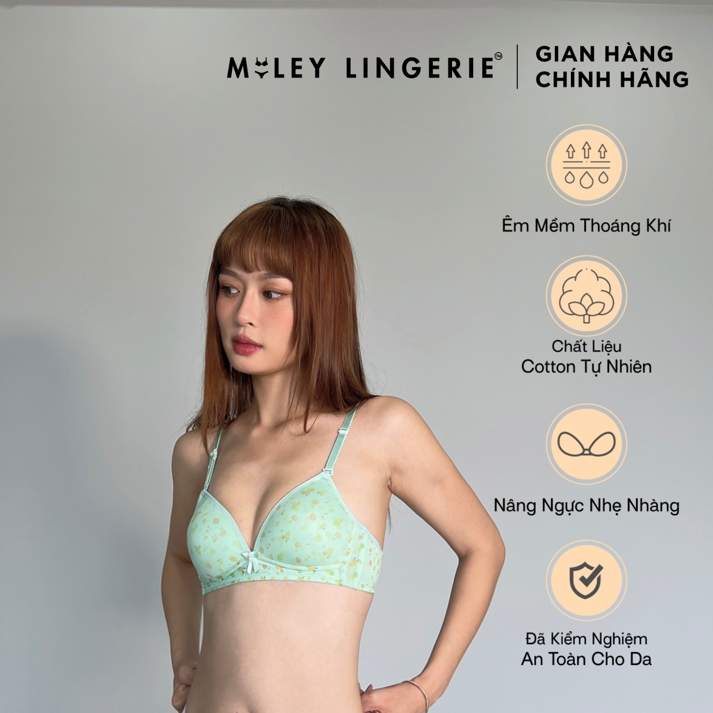 Áo Ngực Nữ Không Gọng Thun Lạnh Mút Mỏng Hoa Văn Active Miley Lingerie - Màu Xanh BRM07015