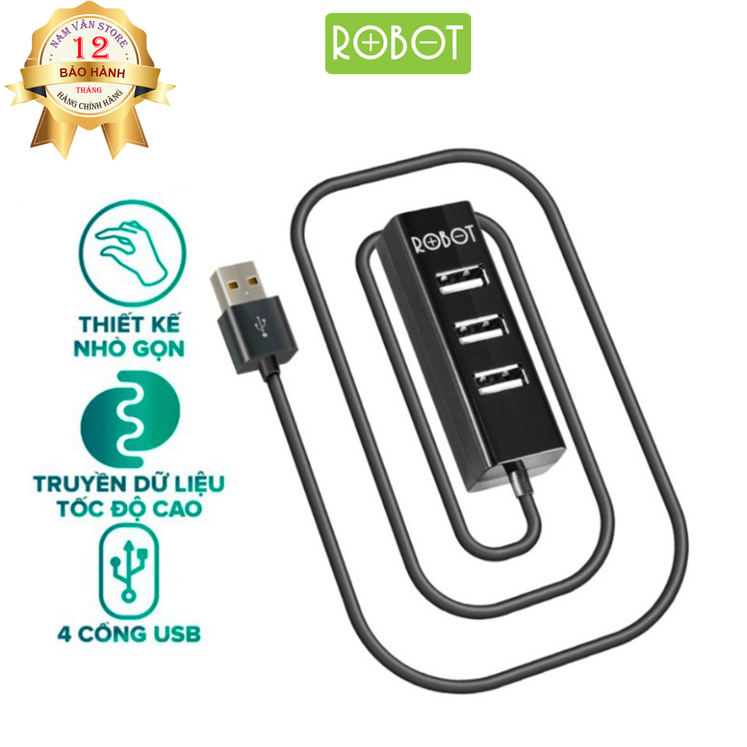 Bộ Chia USB HUB 4 Cổng ROBOT H140 80 Dài 80cm - Hàng Chính Hãng