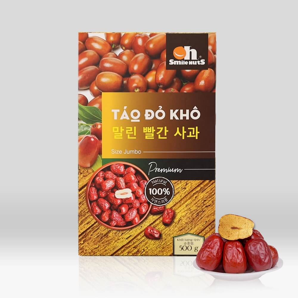 Táo Đỏ Khô Cao Cấp Smile Nuts Hộp 500g