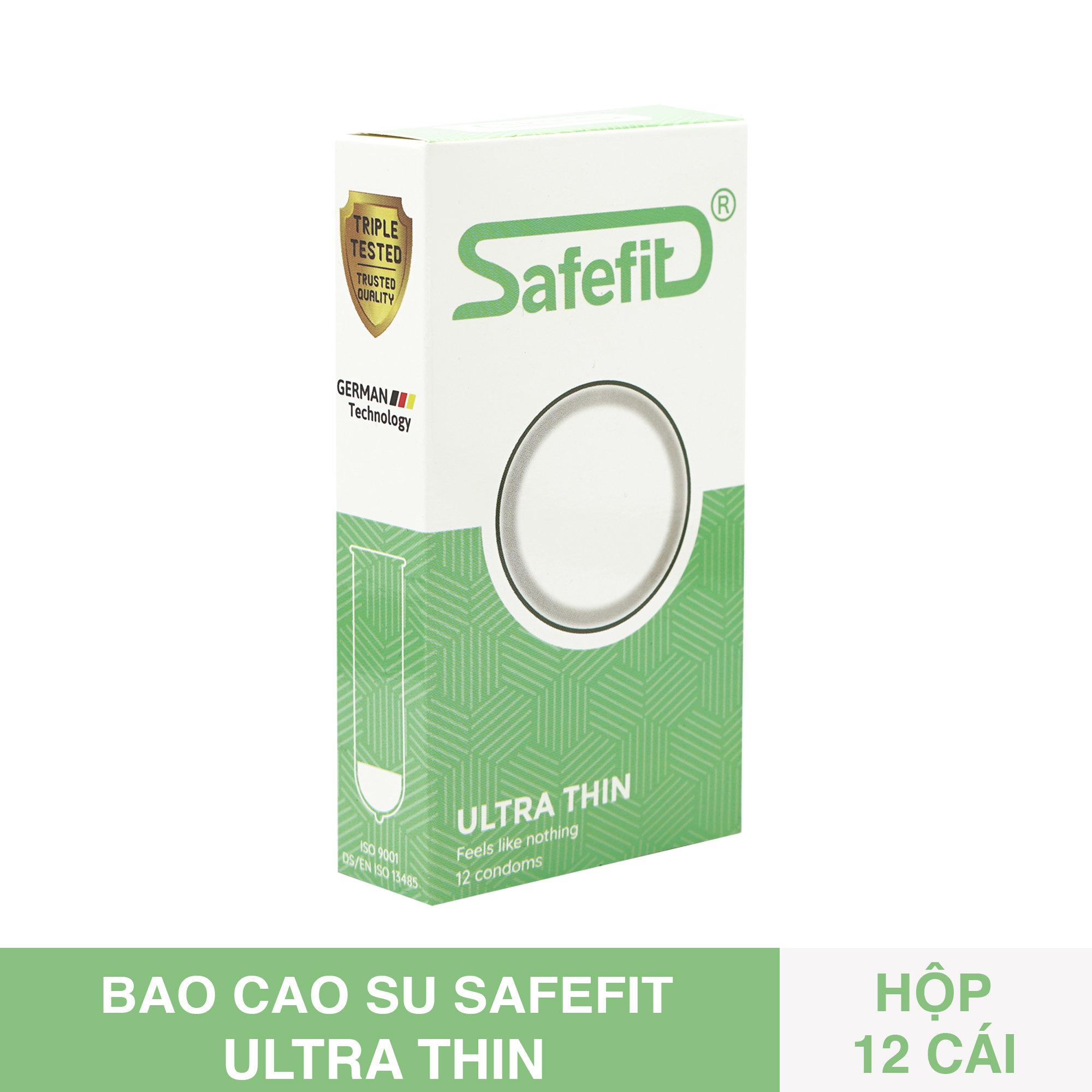 Bao cao su SAFEFIT Ultra thin siêu mỏng hộp 12 cái - Siêu mỏng, nhiều chất bôi trơn