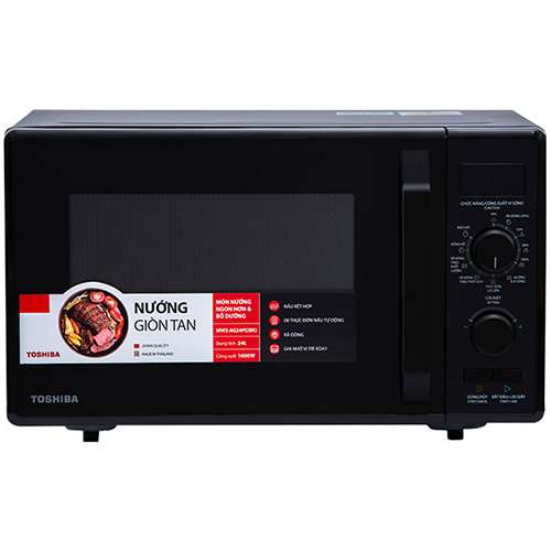 Lò vi sóng Toshiba MW2-AG24PC(BK) 24L -Nấu, Hâm, Rã đông, Nướng, Cửa lò kính cường lực, Tay nắm nhựa cách nhiệt, Hàng chính hãng, Bảo hành 12 tháng