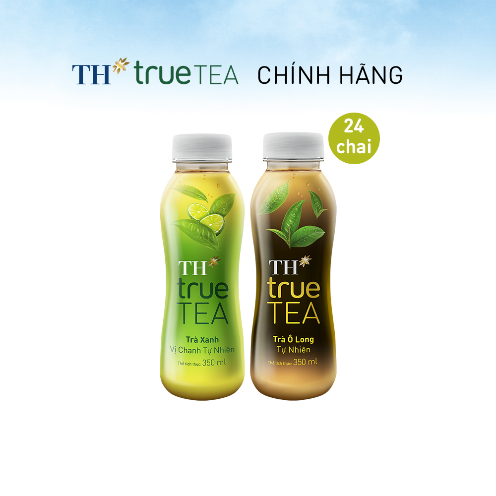 Thùng 12 chai trà xanh &amp; 12 chai olong TH True Tea 350ml (350ml x 24)