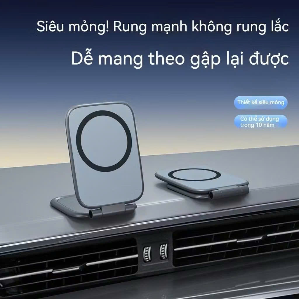 Giá đỡ điện thoại ô tô từ tính siêu mỏng, giá đỡ điện thoại nam châm siêu mạnh xoay 360 độ gấp gọn - Hàng chính hãng