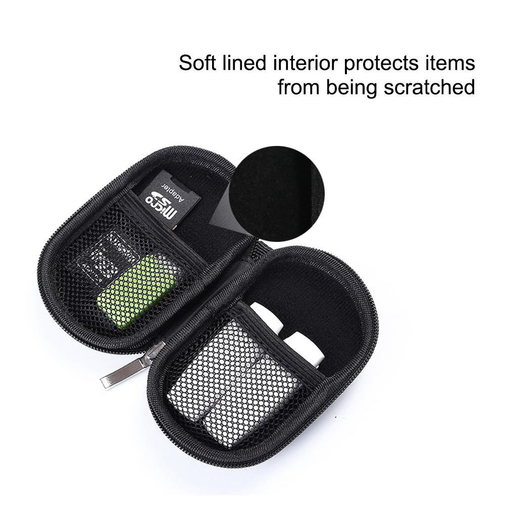 Portable SD Card Bag EVA Earphone Storage Case Earbuds USB Cable Carrying Mini Pouch with Carabiner Pink