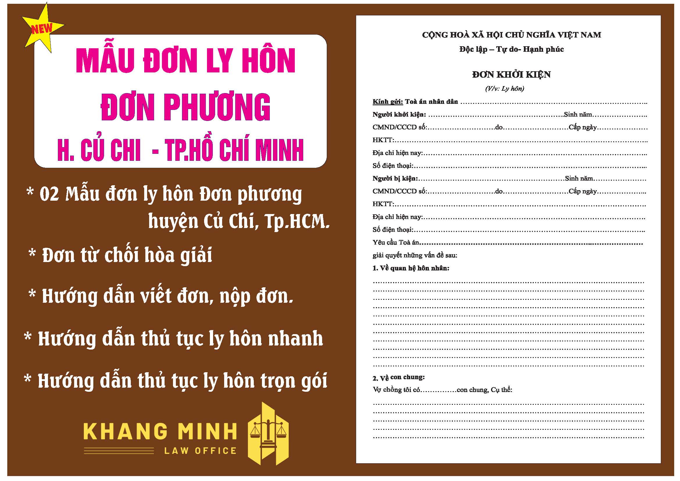 Thủ tục ly hôn đơn phương huyện Củ Chi + Đơn ly hôn đơn phương+ Hướng dẫn chi tiết