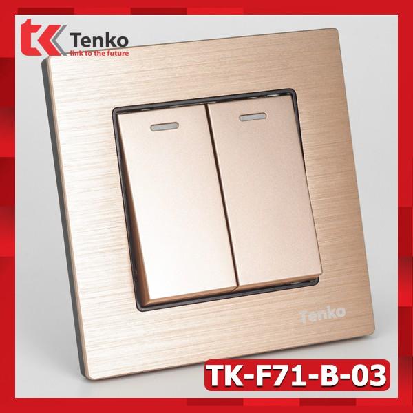 Công Tăc Điện Âm Tường 2 Nút Kim Loại Xước TK-F71-02 Gold Rose