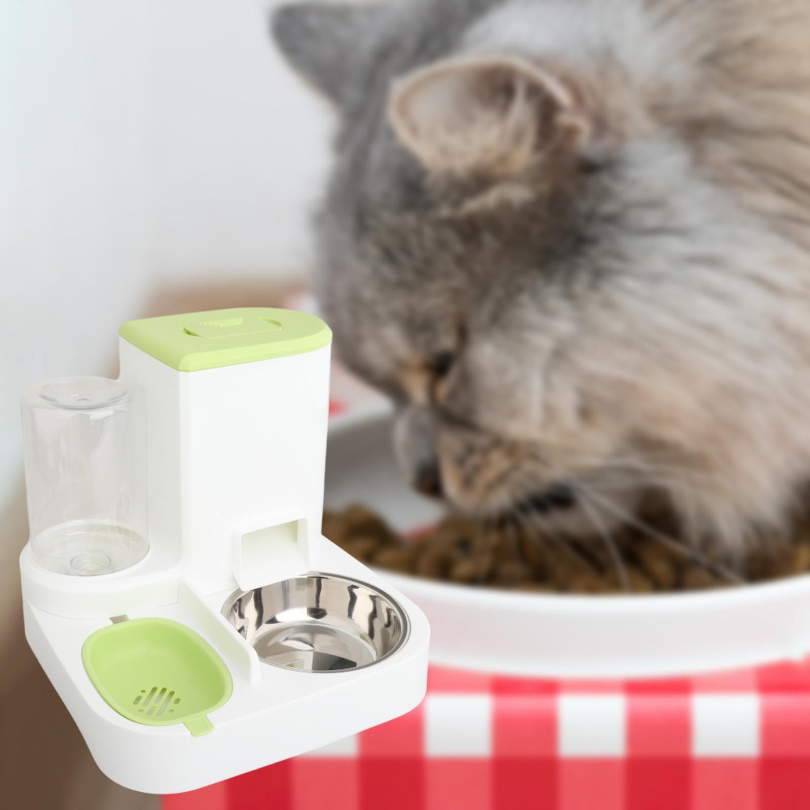 Automatic Pet Feeder Waterer Eating and Drinking Bowl Stable Base, Food Container Cat Feeder and Water Dispenser for Indoor Cats Bunny Kitten