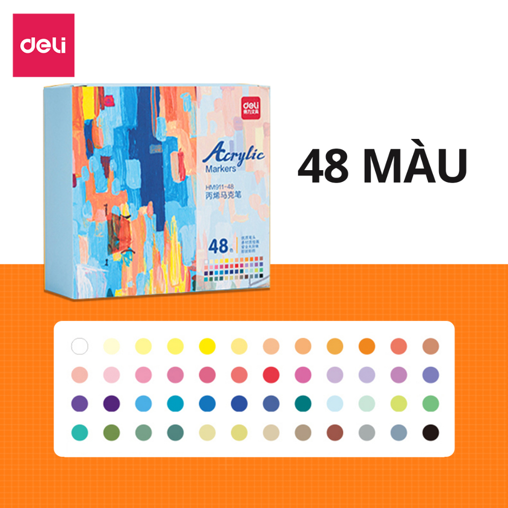 Bút Sơn Acrylic Marker Cao Cấp Deli - 12/24/36/48 Màu Chống Nước Vẽ Trên Mọi Chất Liệu - Tô Màu DIY Vẽ Giày Vải Chai Lọ