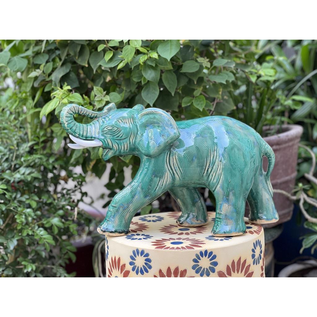 VOI BƯỚC ĐI GỐM SỨ TRANG TRÍ DECOR MÀU XANH