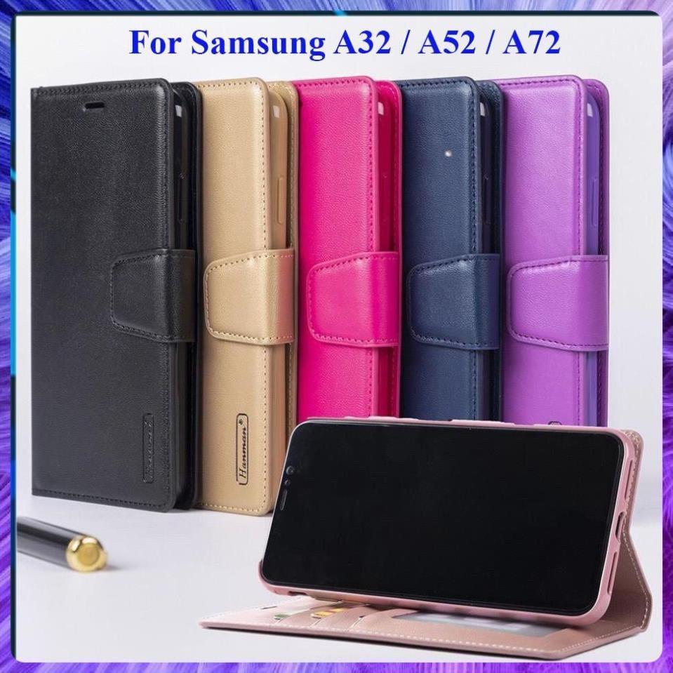 Bao da dạng ví Samsung Galaxy A32 / A52 / A72 hiệu hanman cao cấp, ngăn đựng thẻ tiền tiện lợi