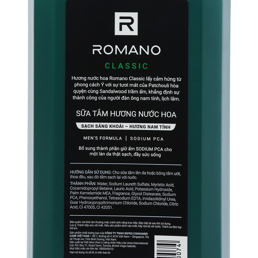 Sữa Tắm Nước Hoa Romano Classic 650G