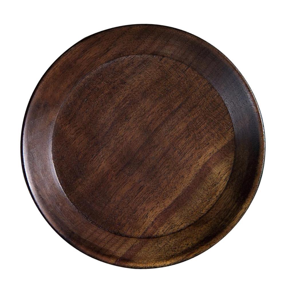 Round Wooden Serving Tray Dish Plate Fruit Snacks Cake Storage Trays 3 inch