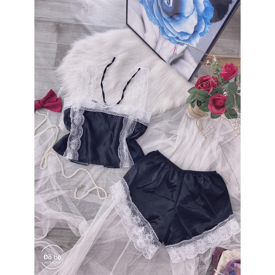 Đồ ngủ sexy, bộ đồ ngủ mùa hè nữ gợi cảm chất phi lụa mát mẻ