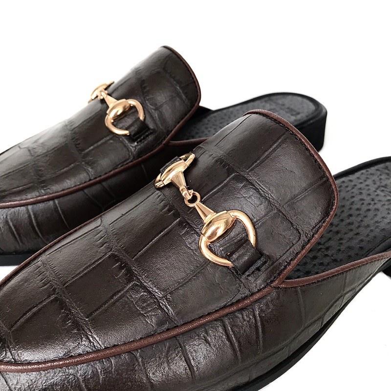 Giày sục nam TEFOSS Mules shoe da Pu in vân cá sấu cao cấp size 38-43