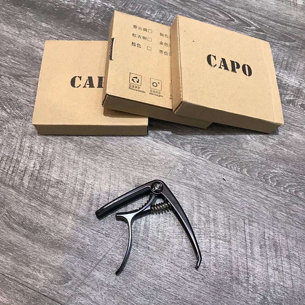 Capo guitar acoustic màu gỗ kim loại có móc chổ chốt - Lò xo cứng - Đặt hàng tặng pick