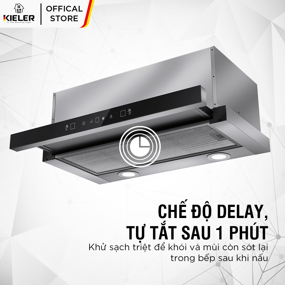 Máy hút mùi KIELER KL-HA223 công suất hút mạnh, khử mùi hiệu quả, điều khiểm cảm ứng kết hợp cử chỉ, dễ dàng lắp đặt - Hàng Chính Hãng