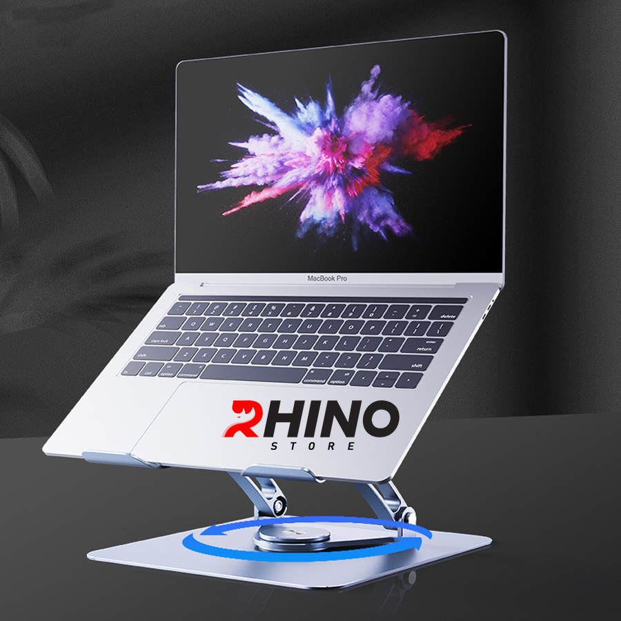 Kệ đỡ Laptop xoay 360° tản nhiệt Rhino KL301, giá đỡ máy tính nhôm cao cấp, gấp gọn - Hàng chính hãng
