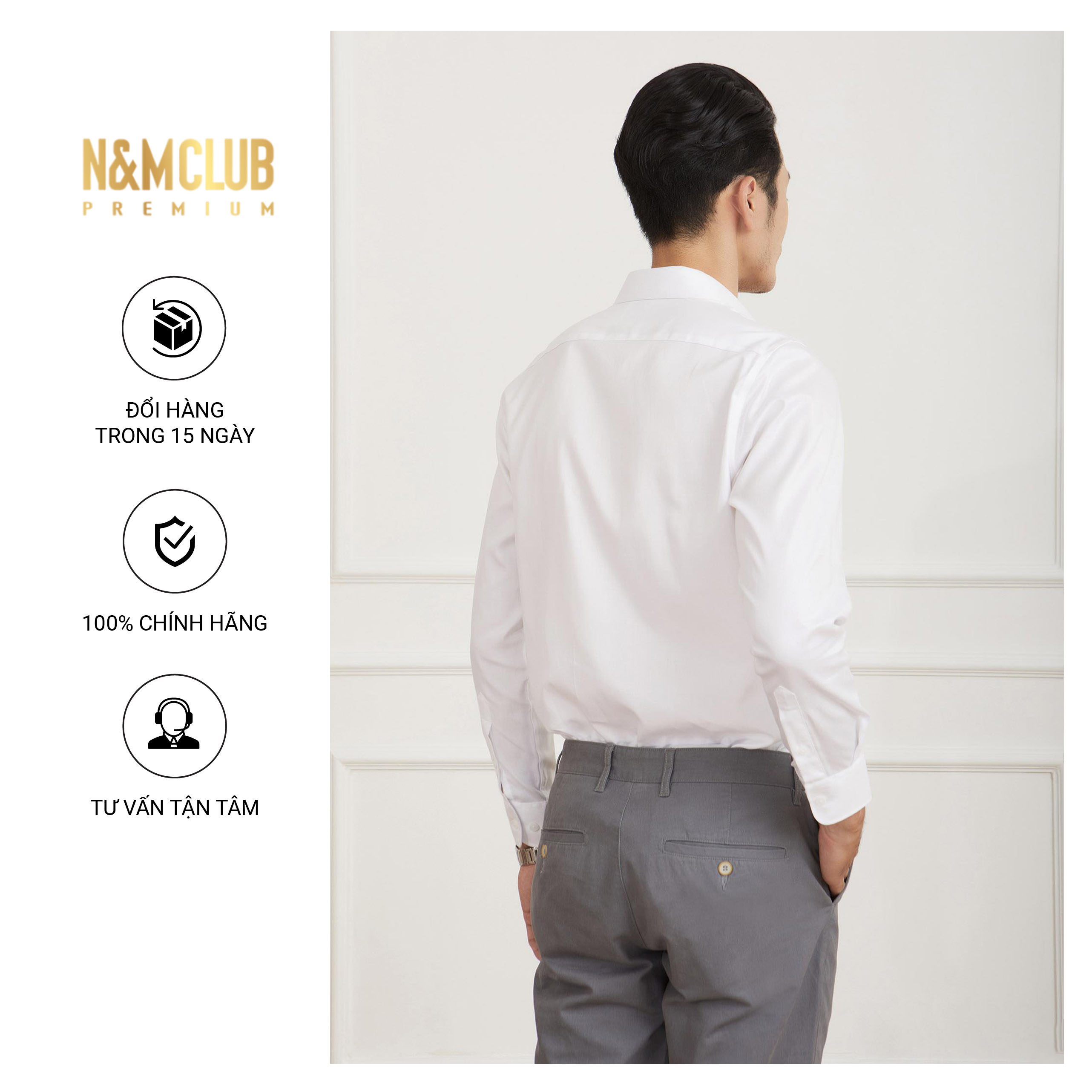 N&amp;M CLUB Áo Sơ Mi Nam Tay Dài chất liệu 100% cotton 2104112