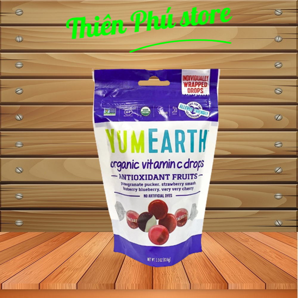 Kẹo viên hữu cơ vị trái cây bổ sung vitamin C Yumearth 93.6g