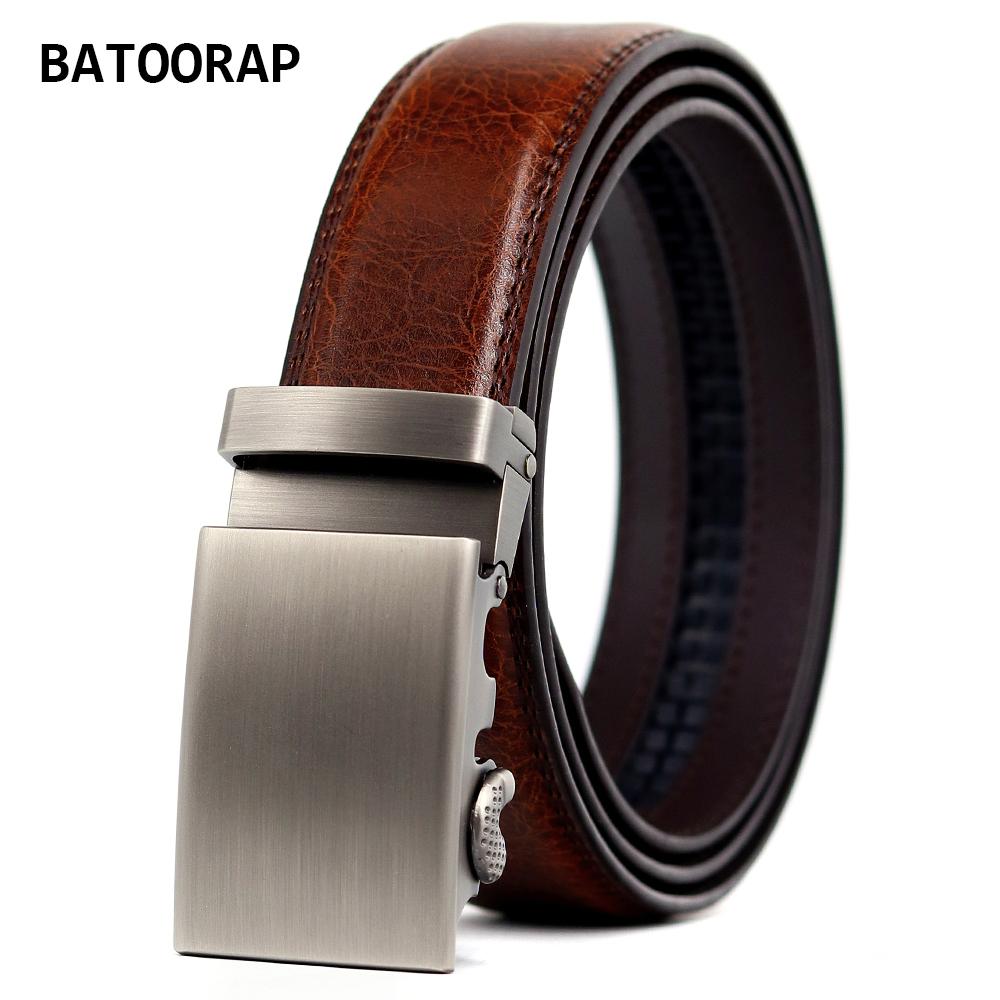 Ví Da Nam Da Bò Dây Kim Loại Vintage Khóa Tự Động Kinh Doanh Quần Ratchet Dây Nâu Dây Đeo Thắt Lưng Nam Thời Trang Phong Cách