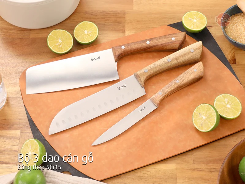 Bộ 3 dao cán gỗ iMat