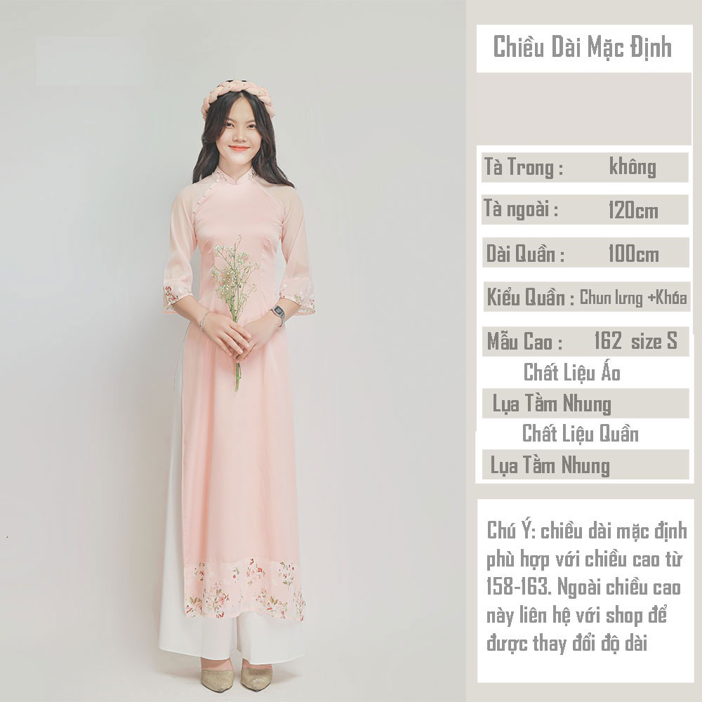 Áo Dài Cách Tân Nữ Tay Ngắn Hoa Nhí