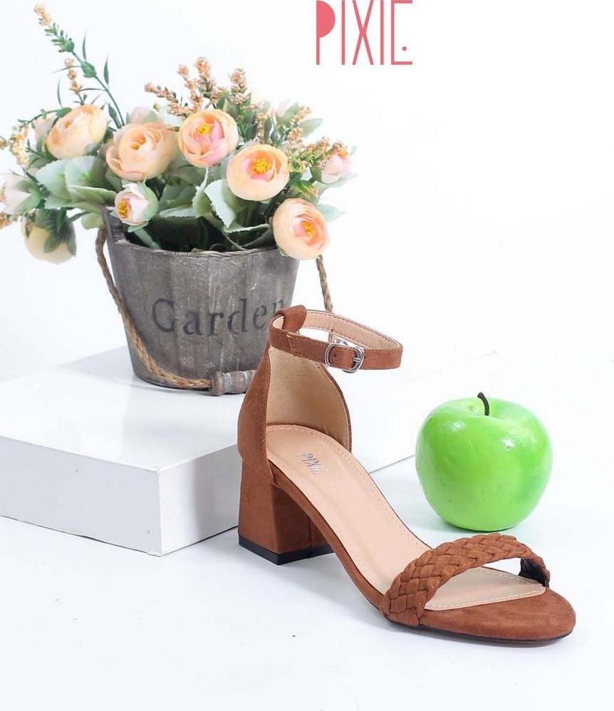 Giày Sandal Cao Gót 5cm Da Lộn Gót Vuông Quai Hậu Pixie X473