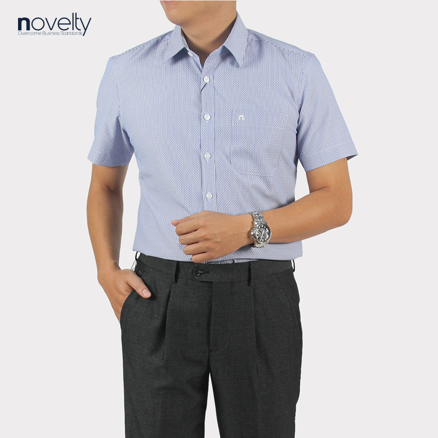 Áo sơ mi nam ngắn tay Novelty Regular fit sọc nhỏ NSMMSNMTCR220927N