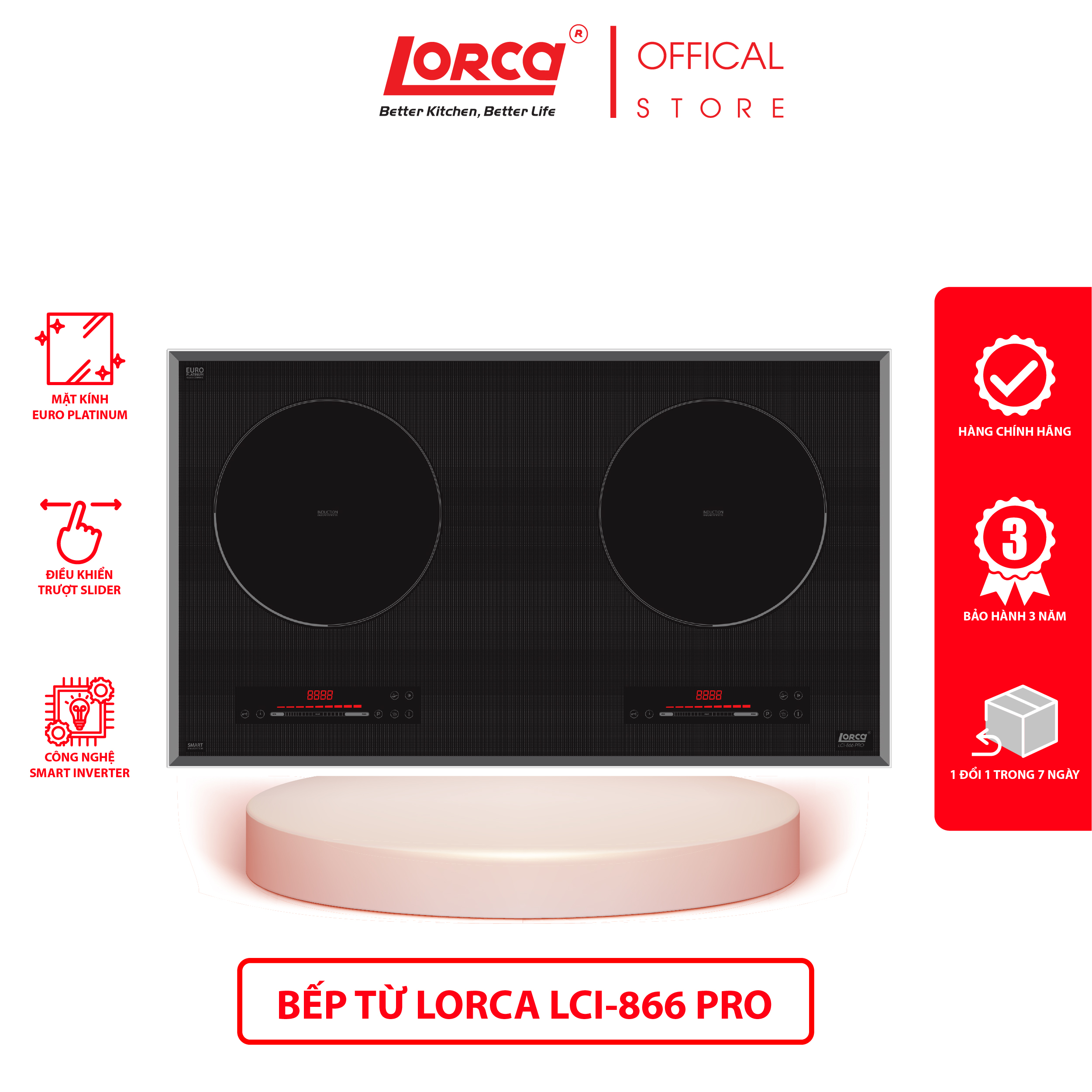 Bếp Từ Đôi LORCA LCI 866 PRO - Hàng Nhập Khẩu Chính Hãng Tại Malaysia, Công Nghệ Inverter Cao Cấp, Tiết Kiệm Điện Năng